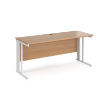 Load image into Gallery viewer, Maestro 1600 Beech White Slim Wire Management Desk
