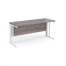 Load image into Gallery viewer, Maestro 1600 Grey Oak White Slim Wire Management Desk
