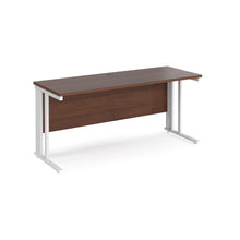 Load image into Gallery viewer, Maestro 1600 Walnut White Slim Wire Management Desk
