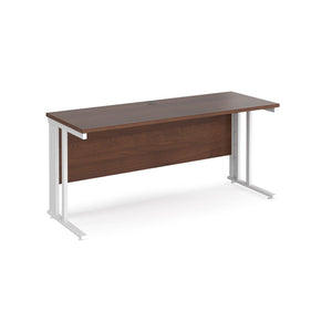 Maestro 1600 Walnut White Slim Wire Management Desk