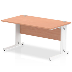 Dynamic 1400 Beech White Wire Management Desk