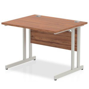 Impulse 1000 Walnut Silver Cantilever Office Desk