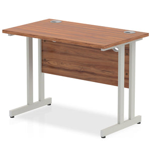 Impulse Slimline 1000 Walnut Silver Office Desk