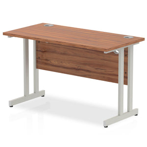 Impulse Slimline 1200 Walnut Silver Office Desk