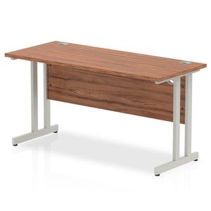 Impulse Slimline 1400 Walnut Silver Office Desk