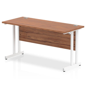 Impulse Slimline 1400 Walnut White Office Desk