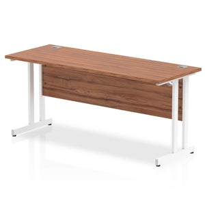 Impulse Slimline 1600 Walnut White Office Desk