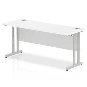 Impulse Slimline 1600 White Silver Office Desk