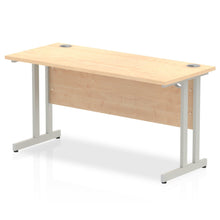 Load image into Gallery viewer, Impulse Slimline 1400 Maple Silver Office Desk
