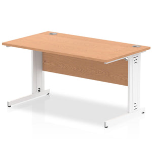 Dynamic 1400 Oak White Wire Management Desk