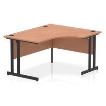 Load image into Gallery viewer, 140cm Large Corner Desk Beech Black Leg Right Hand
