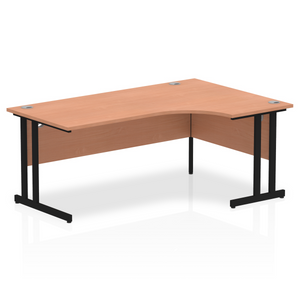 Impulse 180cm Beech Corner Desk Black Leg Right Hand