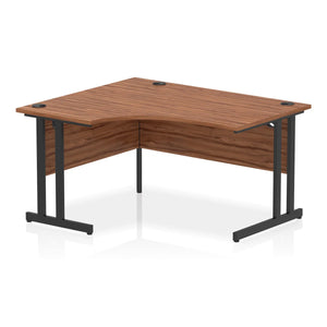 140cm Large Corner Desk Walnut Black Leg Left Hand