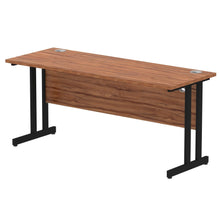 Load image into Gallery viewer, Impulse Slimline 1600 Walnut Black Office Desk
