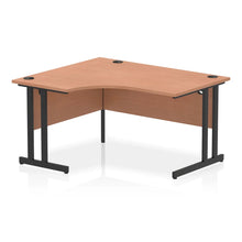 Load image into Gallery viewer, 140cm Large Corner Desk Beech Black Leg Left Hand
