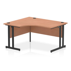 140cm Large Corner Desk Beech Black Leg Left Hand