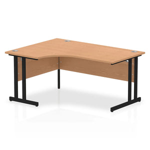 160cm Large Corner Desk Oak Black Leg Left Hand