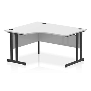 140cm Large Corner Desk White Black Leg Left Hand