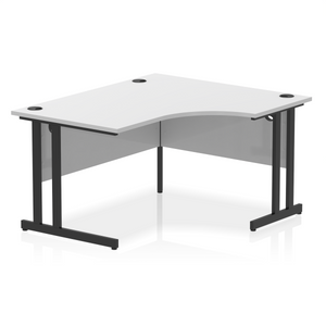 Impulse 140cm White Corner Desk Black Leg Right Hand