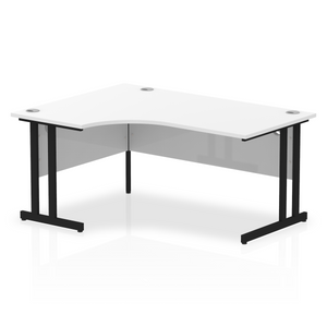 Impulse 160cm White Corner Desk Black Leg Left Hand