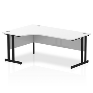 Impulse 180cm White Corner Desk Black Leg Left Hand