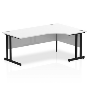 Impulse 180cm White Corner Desk Black Leg Right Hand