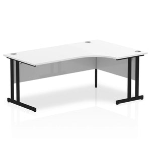 180cm Large Corner Desk White Black Leg Right Hand