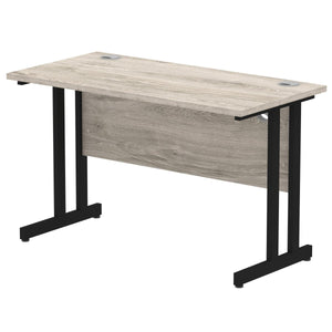 Impulse Slimline 1200 Grey Oak Black Office Desk