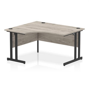 Impulse 140cm Grey Oak Corner Desk Black Leg Left Hand