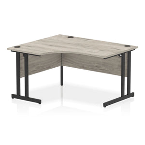 140cm Large Corner Desk Grey Oak Black Leg Left Hand