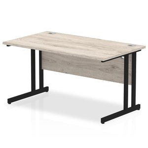 Impulse 1400 Grey Oak Black Cantilever Office Desk