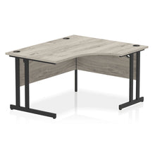 Load image into Gallery viewer, 140cm Large Corner Desk Grey Oak Black Leg Right Hand
