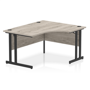 Impulse 140cm Grey Oak Corner Desk Black Leg Right Hand