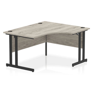 140cm Large Corner Desk Grey Oak Black Leg Right Hand