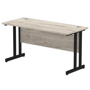 Impulse Slimline 1400 Grey Oak Black Office Desk