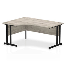 Load image into Gallery viewer, 160cm Large Corner Desk Grey Oak Black Leg Left Hand
