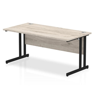 Impulse 1600 Grey Oak Black Cantilever Office Desk