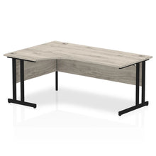 Load image into Gallery viewer, 180cm Large Corner Desk Grey Oak Black Leg Left Hand
