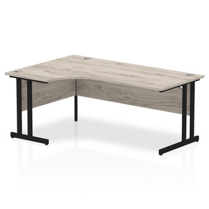 Impulse 180cm Grey Oak Corner Desk Black Leg Left Hand