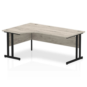 180cm Large Corner Desk Grey Oak Black Leg Left Hand