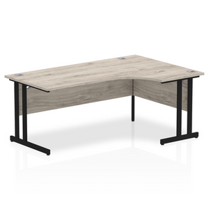 Impulse 180cm Grey Oak Corner Desk Black Leg Right Hand