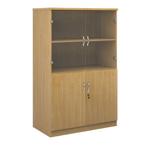 Oak Wide Glass Combination Unit 3 Shelf