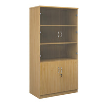 Load image into Gallery viewer, Oak WIde Glass Combination Unit 4 Shelf
