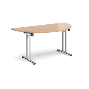 Profold 1600 Chrome Beech Semi Circle Folding Desk