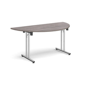 Profold 1600 Chrome Grey Oak Semi Circle Folding Desk