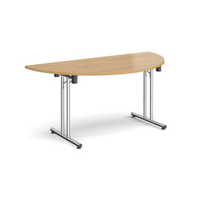 Profold 1600 Chrome Oak Semi Circle Folding Desk