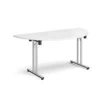 Load image into Gallery viewer, Profold 1600 Chrome White Semi Circle Folding Desk
