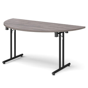 Profold 1600 Black Grey Oak Semi Circle Folding Desk