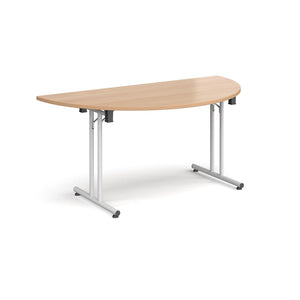 Profold 1600 White Beech Semi Circle Folding Desk