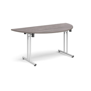 Profold 1600 White Grey Oak Semi Circle Folding Desk